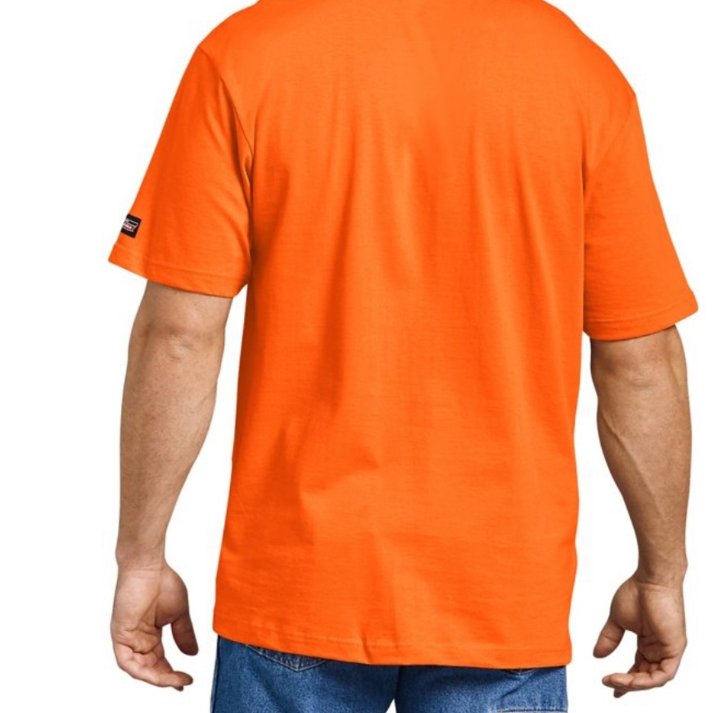 Genuine Dickies Men’s Orange Short Sleeve Fromt Pocket T-Shirt - Picture 2 of 6